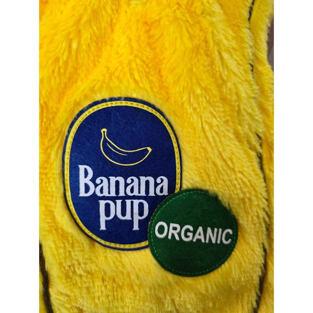 Pup Crew Banana Pup Organic Dog Costume Yellow Faux Fur Hoodie Size Medium